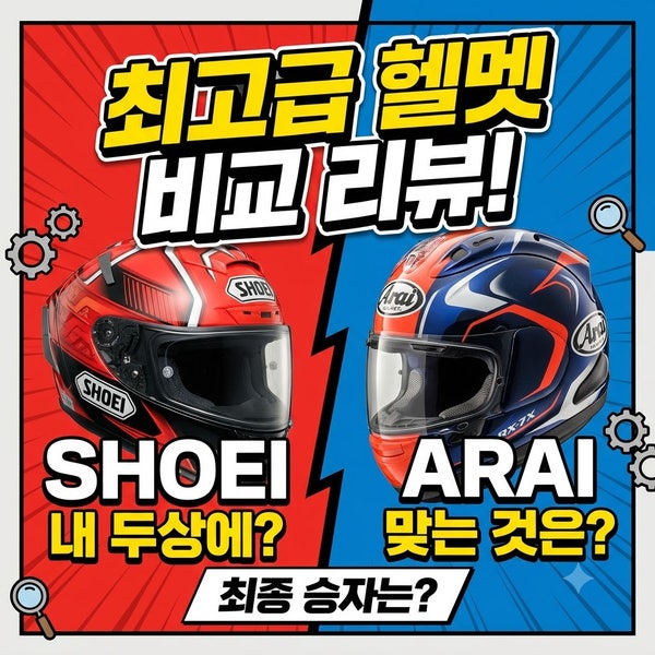 바이크 쇼에이 vs 아라이 최고급 헬멧 비교 리뷰: 내 두상에 맞는 것은?