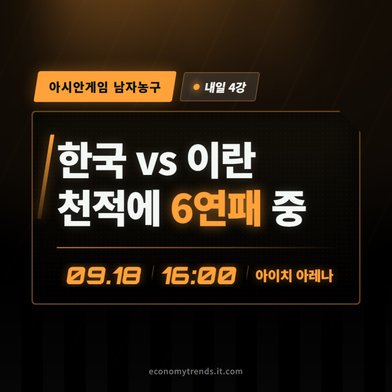 아시안게임 농구 4강 이란전 : 9월 18일 오후 4시·결승 일정, 천적에 6연패 중이에요