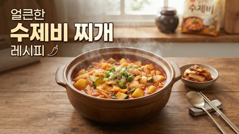 얼큰한 수제비 찌개 레시피, 쫄깃한 수제비에 얼큰한 국물이 일품