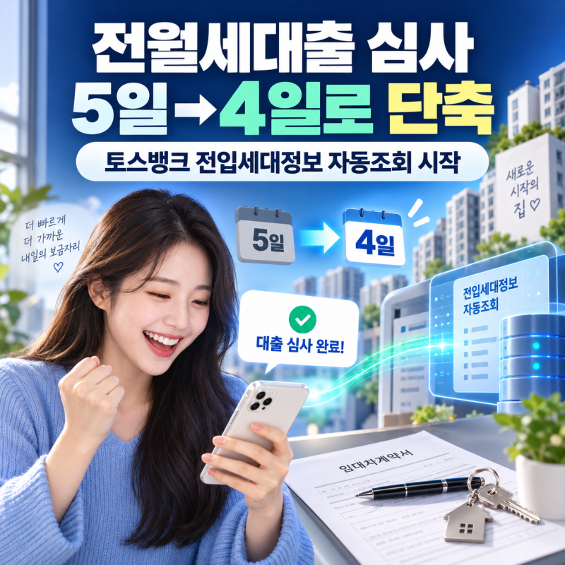 전월세대출 심사 5일→4일로 단축…토스뱅크 전입세대정보 자동조회 시작