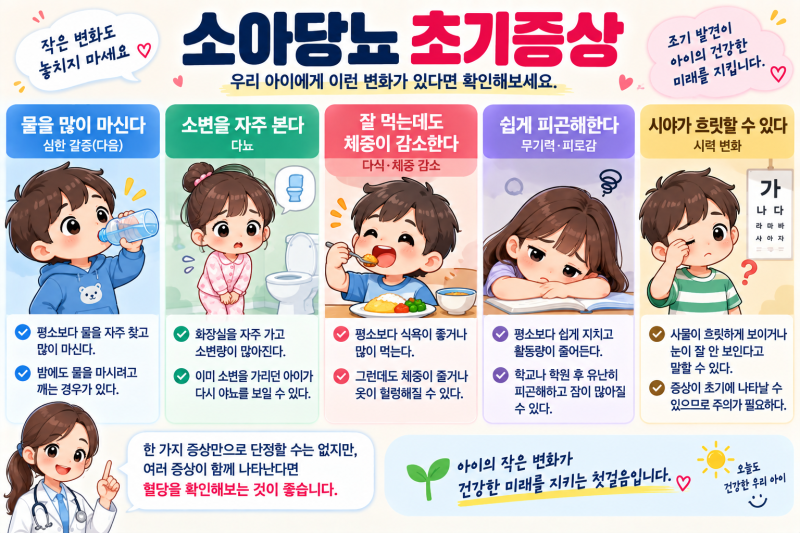 소아당뇨 초기증상 총정리｜물을 많이 마시고 소변이 잦다면 확인하세요