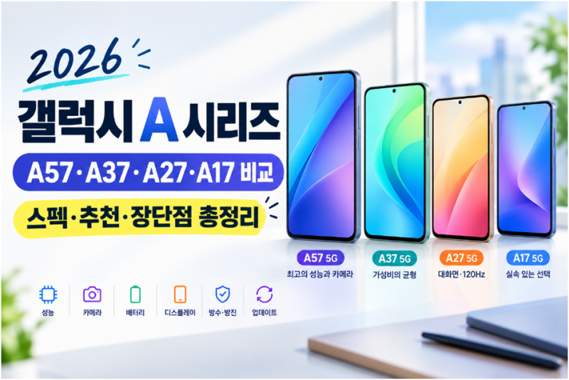 2026 최신 갤럭시 A 시리즈 총정리｜A57·A37·A27·A17 스펙과 추천