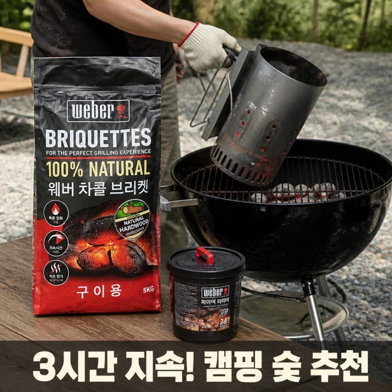 웨버 바베큐 숯 5kg 차콜 브리켓 착화용품 조합 총정리