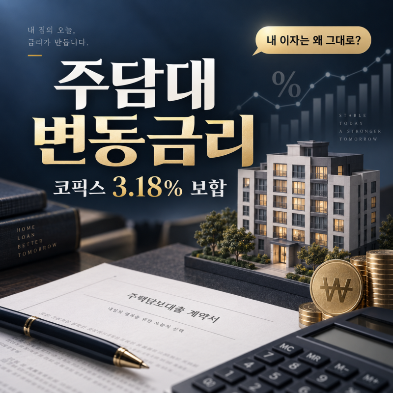 주담대 변동금리, 코픽스 3.18% 보합…내 대출이자는 왜 안 내려갈까