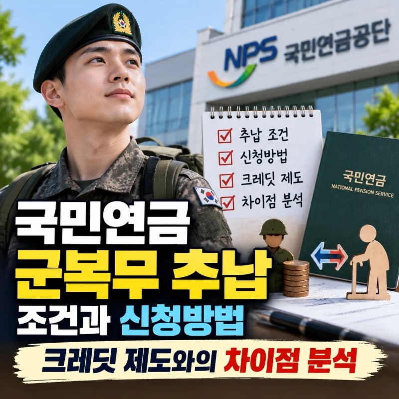 국민연금 군복무 추납 조건과 신청방법, 크레딧 제도와의 차이점 분석