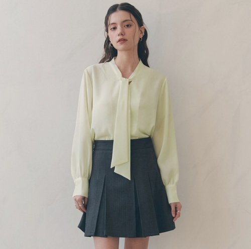 제로스트릿 TIE BLOUSE 긴팔 면접 하객룩 쉬폰블라우스