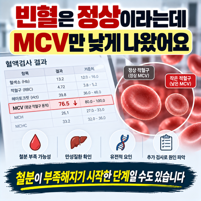 혈액검사 MCV 낮음, 빈혈이 없어도 철분검사를 할까?
