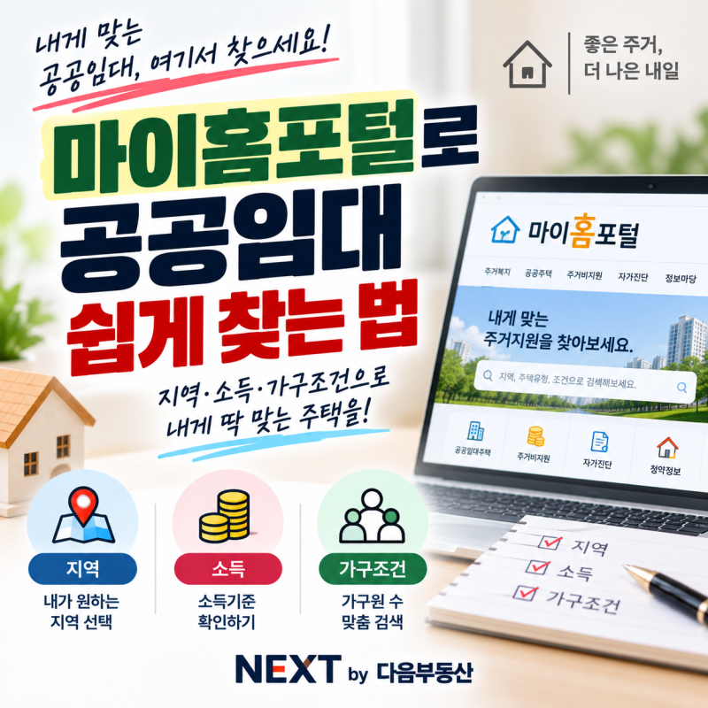 마이홈포털에서 공공임대 찾는 법｜지역·소득·가구조건으로 내게 맞는 주택 검색하기