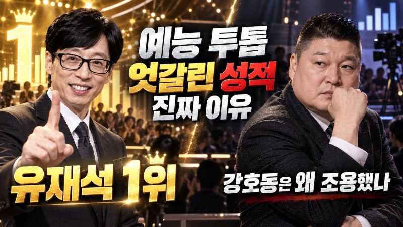 유재석은 1위, 강호동은 화제성 밖…2026년 예능 판도가 엇갈린 진짜 이유