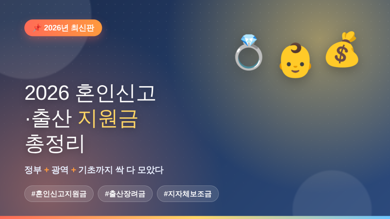 2026년 혼인신고 및 출산지원금 등 결혼 장려정책 총 정리