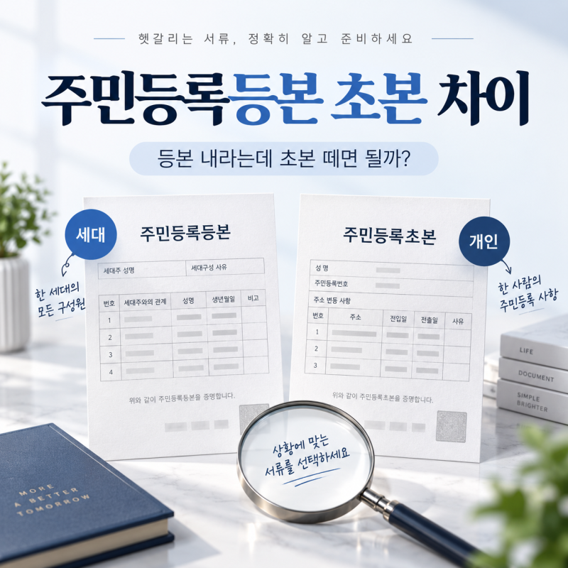 주민등록등본 초본 차이, 등본 내라는데 초본 떼면 될까?