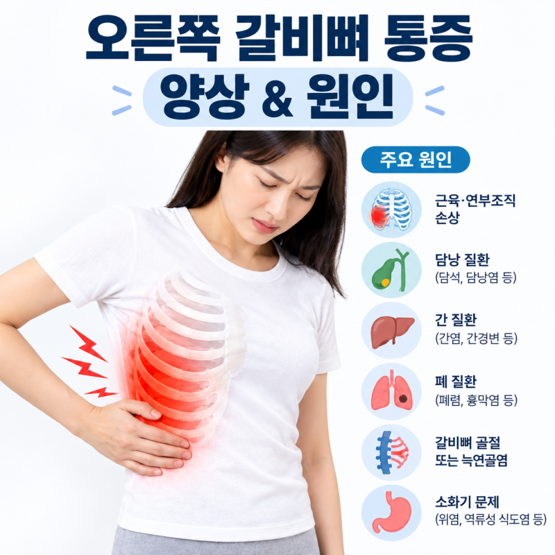 오른쪽 갈비뼈 아래 통증, '콕콕' 쑤실 때와 '묵직'할 때 원인 차이