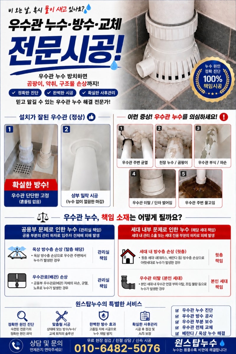 아파트 우수관 누수, 누구의 책임일까요? | 공용부분과 세대 책임 정확하게 알아보기