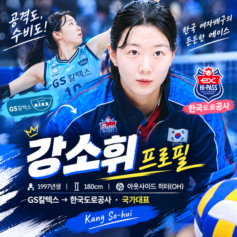 강소휘 배구선수 프로필｜1997년생·180cm·GS칼텍스→한국도로공사·국가대표 아웃사이드 히터
