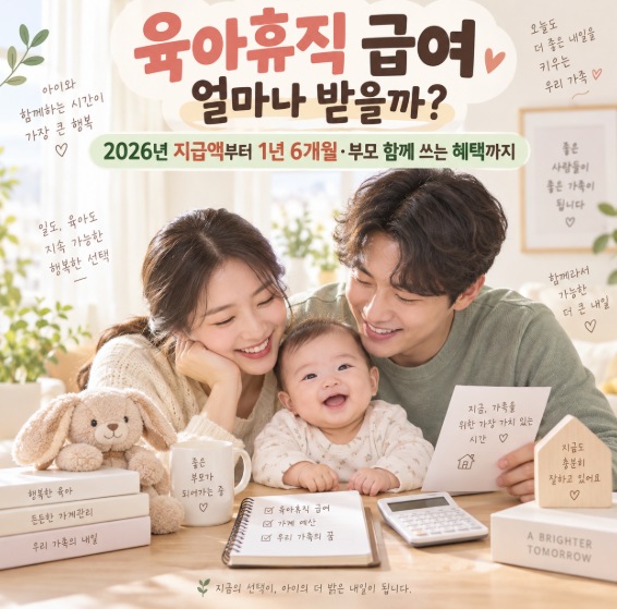 육아휴직 급여 얼마나 받을까? 2026년 지급액부터 1년 6개월·부모 함께 쓰는 혜택까지