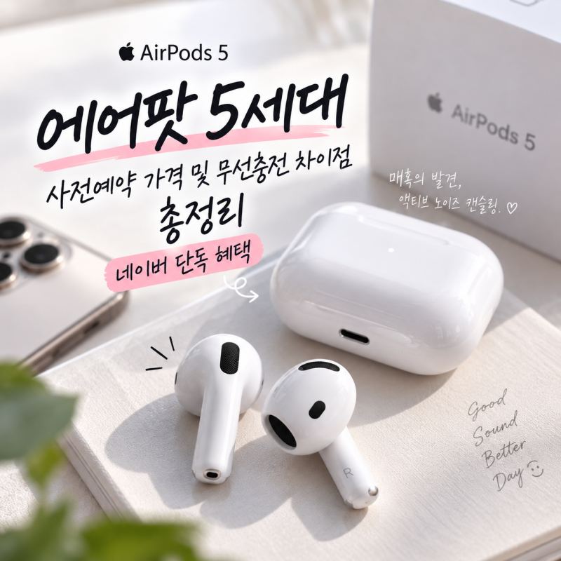 에어팟 5세대 사전예약 가격 및 무선충전 차이점 총정리 (네이버 단독 혜택)