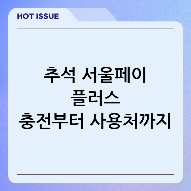 추석 서울페이 플러스 충전 구매 사용법과 사용처 가맹점 확인 방법
