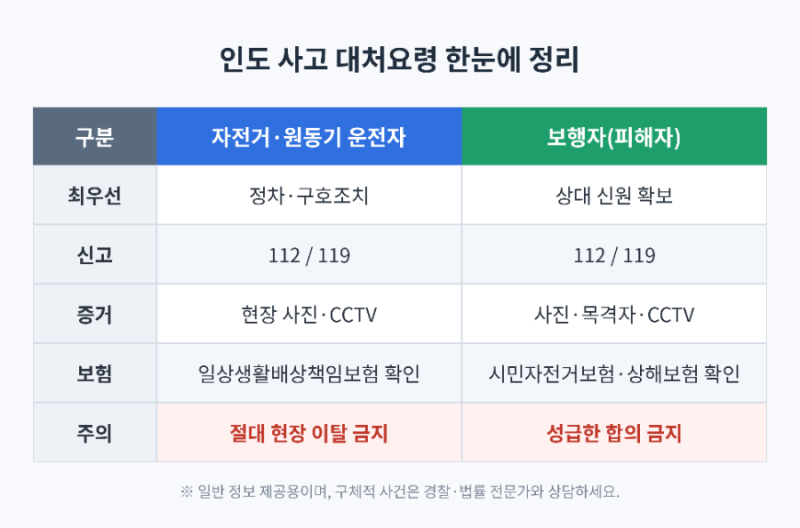 인도 위 자전거·전동킥보드 vs 보행자 사고, 이렇게 대처하세요