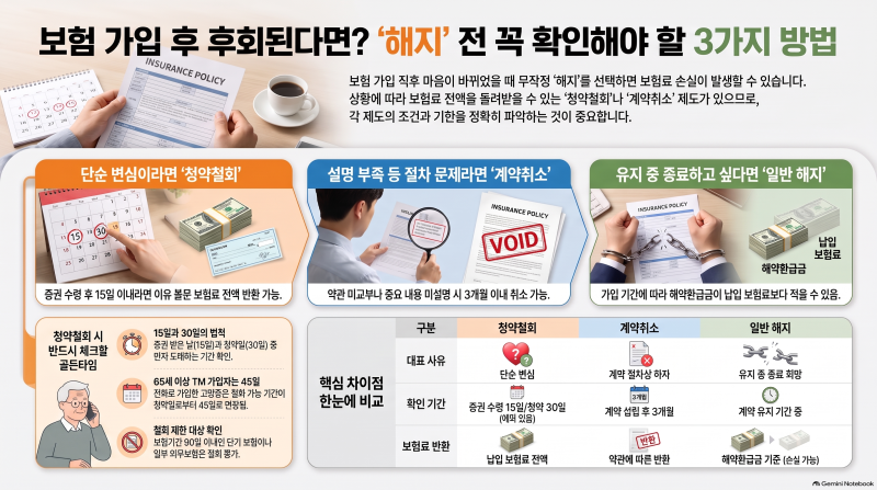 보험 청약철회 기간은 며칠? 계약취소·해지와 차이 정리