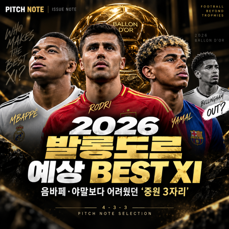 2026 발롱도르 예상 베스트11 : 음바페·야말보다 어려웠던 ‘중원 3자리’
