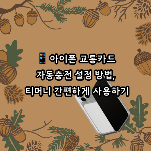 아이폰 교통카드 자동 충전 설정 방법, 티머니 간편하게 사용하기