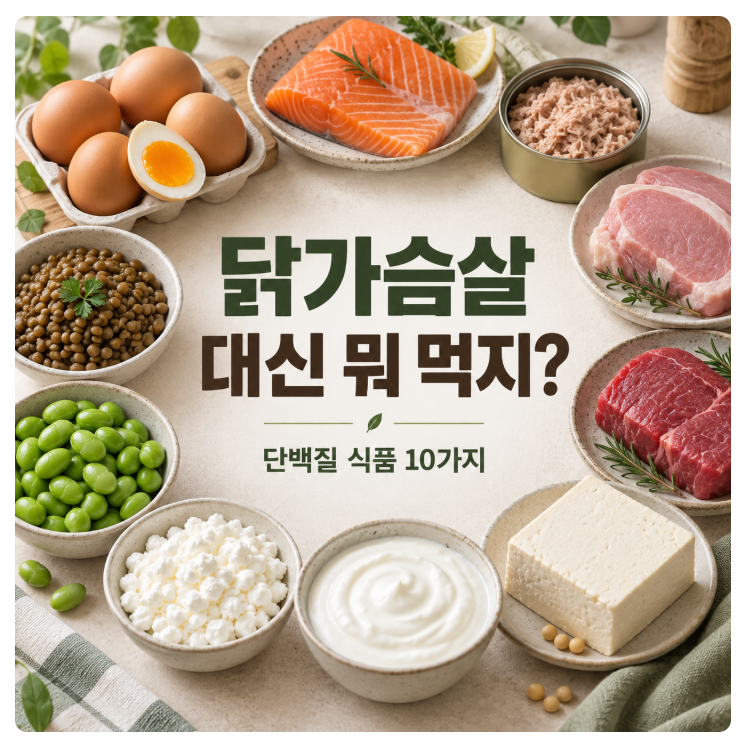 닭가슴살 대신 먹을 단백질 식품 10가지, 한 끼 양까지 비교