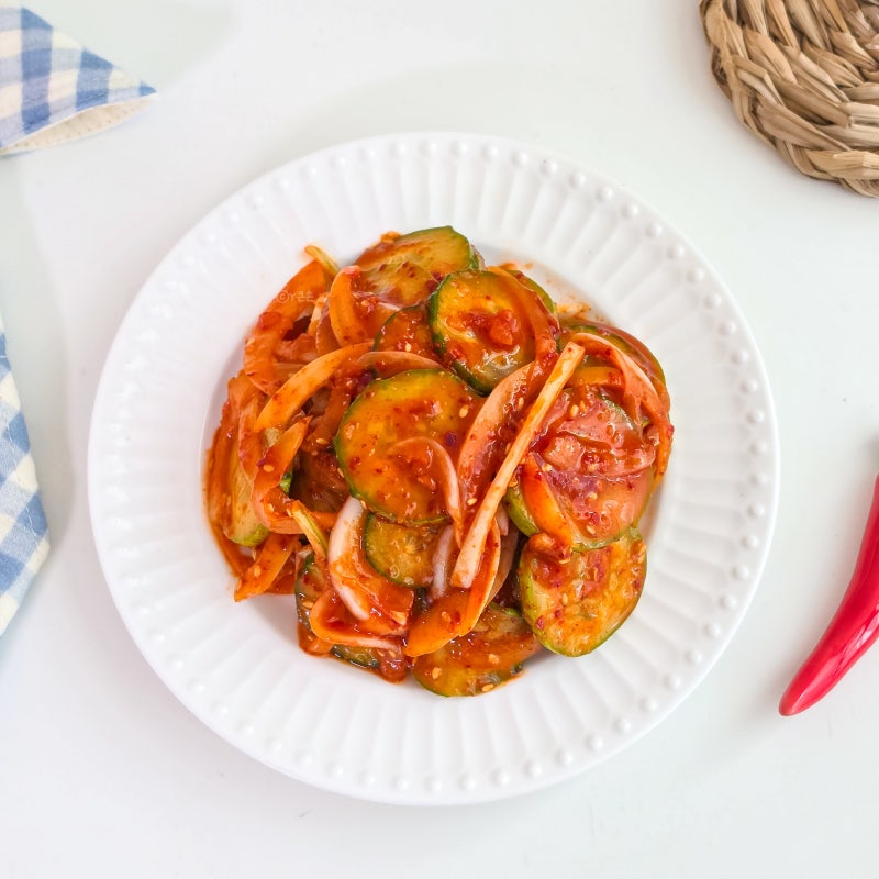 절이지 않고 바로! 오이무침 레시피 고추장 양념 오이양파무침