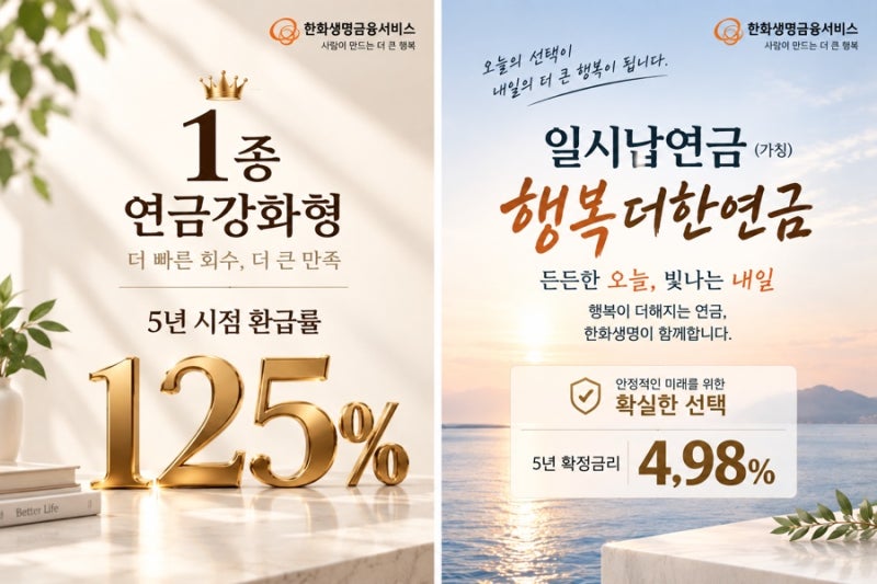 2026년 한화생명 역대급 일시납 연금 보험 125%