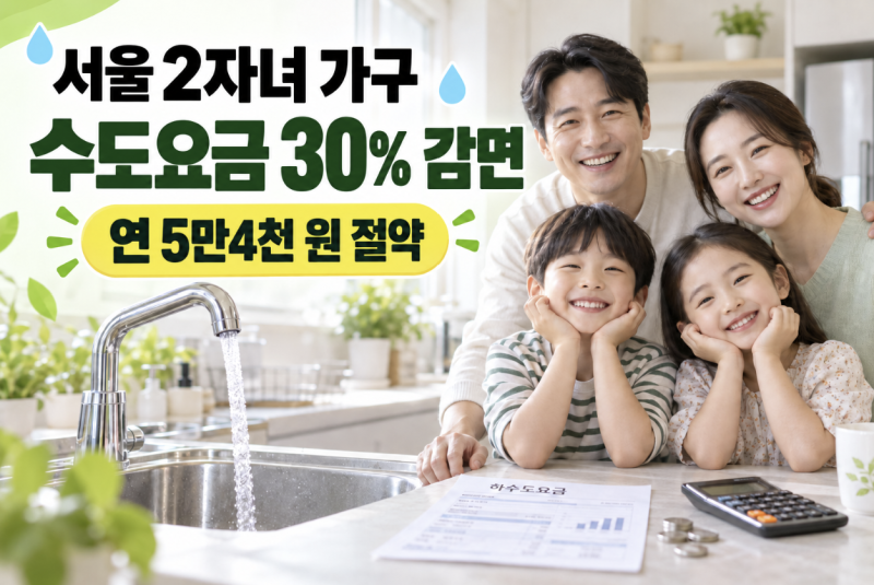 서울 2자녀 가구 수도요금 할인, 연 5만 원 아끼는 신청방법