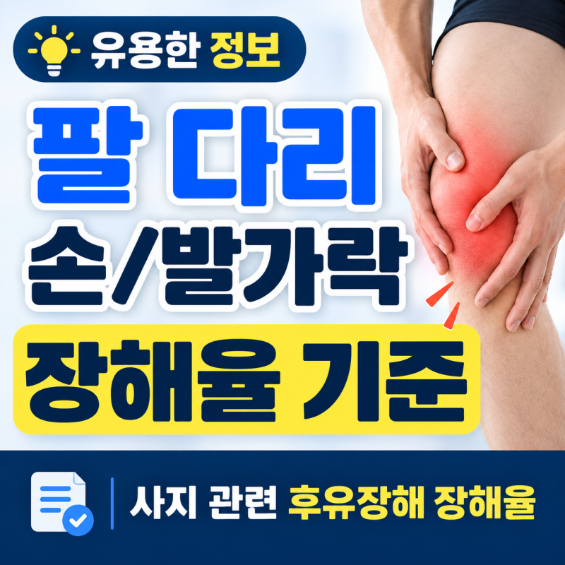 보험 후유장해 장해율 정리! 팔 다리 손가락 발가락 사지 관련 장애 지급표 확인하세요