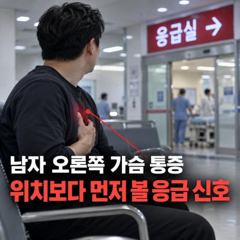 남자 오른쪽 가슴 통증, 위치보다 먼저 볼 응급 신호