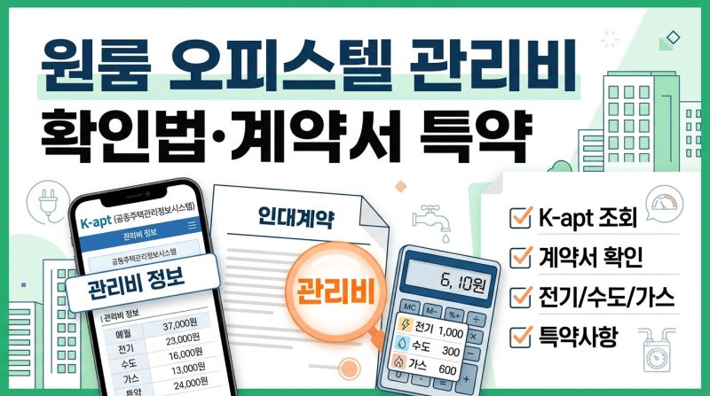 원룸 오피스텔 공동관리비 확인법 K-apt 조회부터 계약서 특약 체크리스트