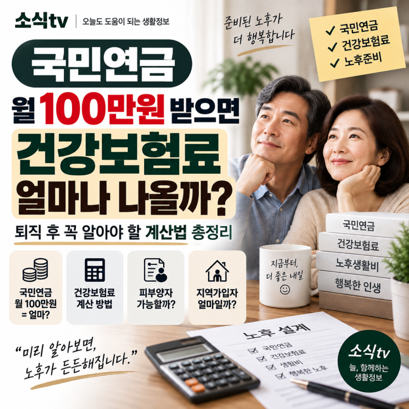 국민연금 월 100만원 받으면 건강보험료 얼마나 나올까? 퇴직 후 건보료 계산 총정리