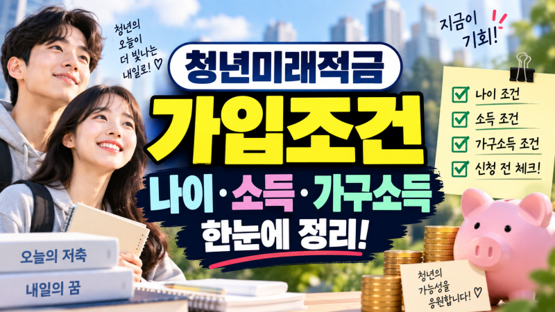 모르면 나만 손해, 청년미래적금 가입조건 나이·소득·가구소득 조건 쉽게 정리