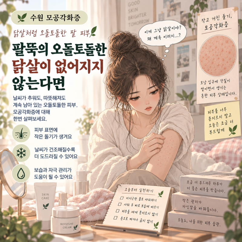 수원 모공각화증, 팔뚝의 오돌토돌한 닭살이 없어지지 않는다면