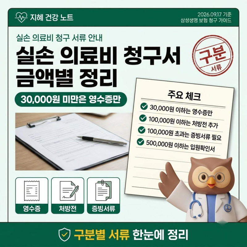 삼성생명 실비 청구서류 총정리 (금액 구간·기한·지급일)