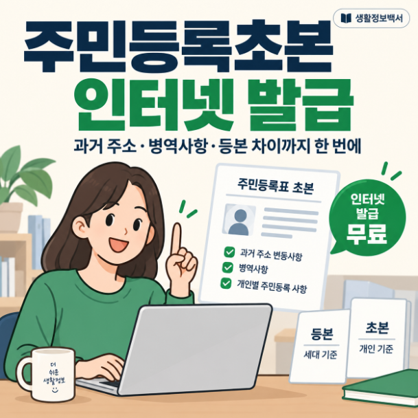 주민등록초본 인터넷 발급｜과거 주소·병역사항·등본 차이