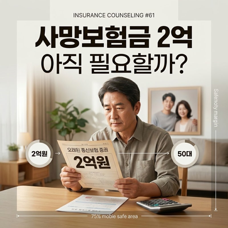 보험 상담실에서 있었던 이야기 #61 - “자녀가 다 컸는데 사망보험금 2억원이 꼭 필요할까요?....