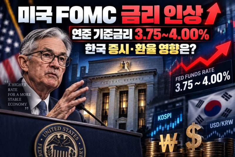 미국 FOMC 금리 인상｜연준 기준금리 3.75~4.00%, 한국 증시·환율 영향은