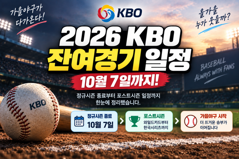 2026 KBO 잔여경기 일정 총정리: 프로야구 정규시즌 언제까지? 포스트시즌 일정