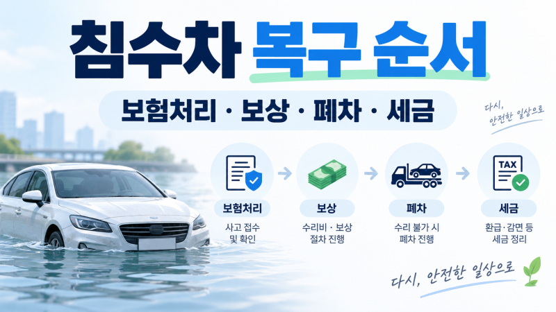 침수차 복구 순서 | 보험처리·보상금·폐차·보험해지·세금까지