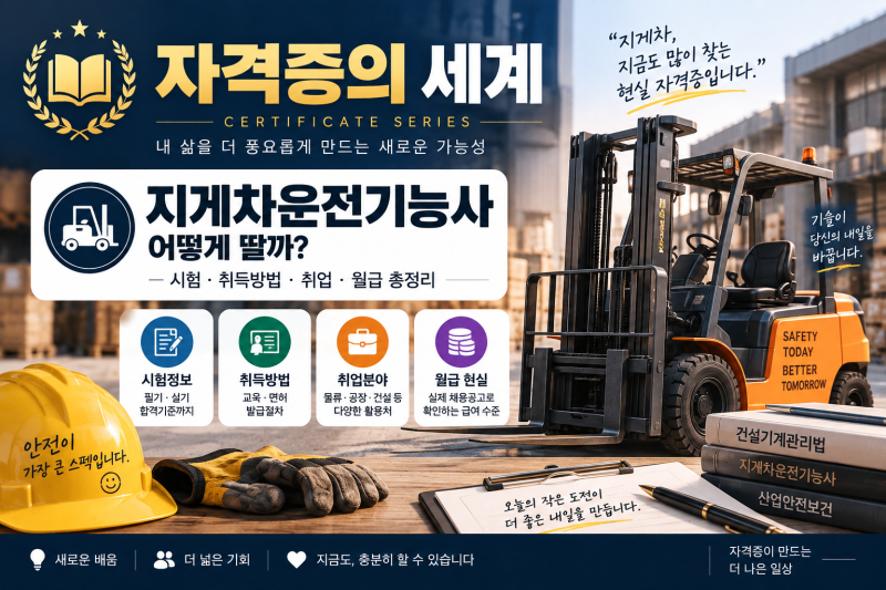 자격증의 세계 No.2 | 지게차운전기능사 어떻게 딸까? 시험·취득방법·취업·월급 총정리