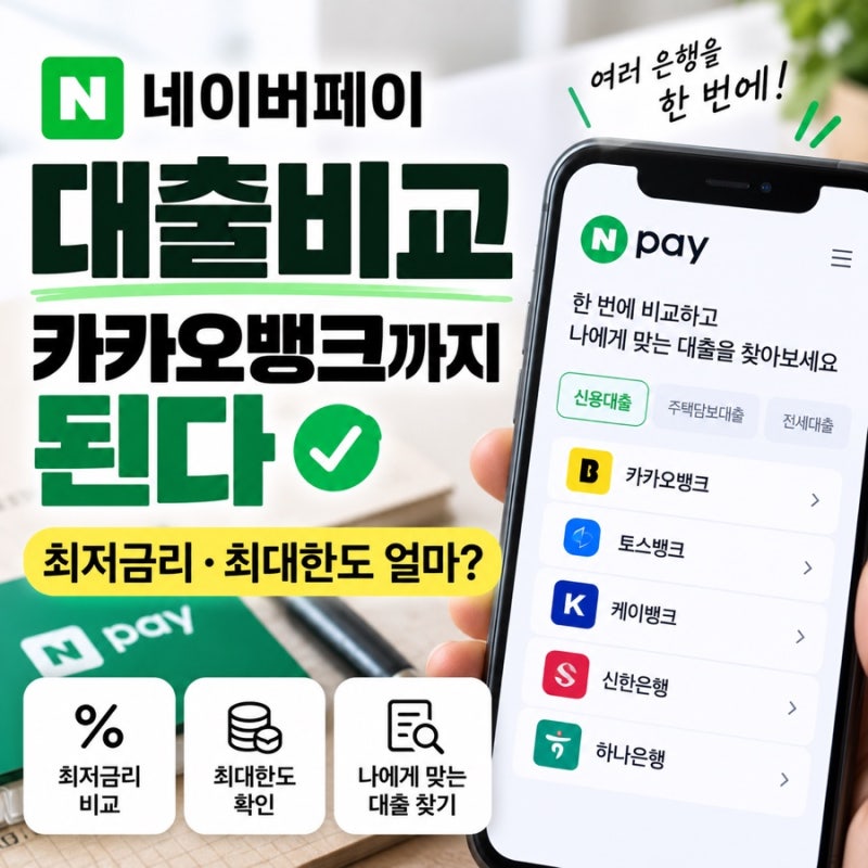 네이버페이 대출비교에 카카오뱅크 추가 개인사업자 최저금리·최대한도 얼마?