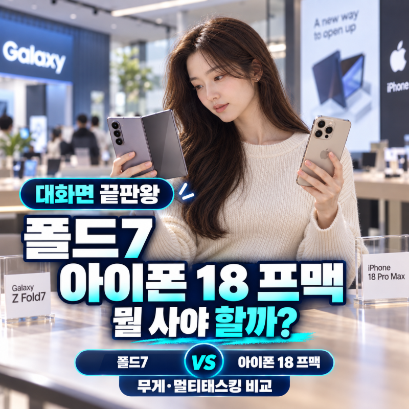 갤럭시 Z 폴드7 vs 아이폰 18 프로 맥스 비교: 무게와 멀티태스킹 총정리