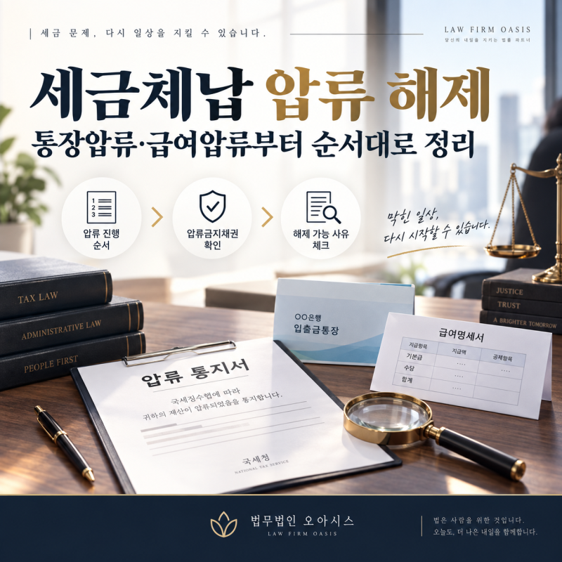 세금체납 압류 해제, 통장압류·급여압류부터 순서대로 정리