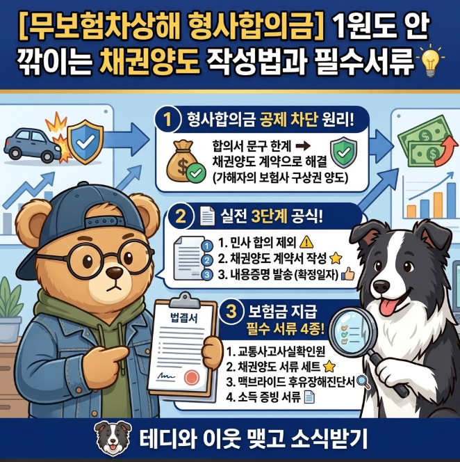 [무보험차상해 형사합의금] 1원도 안 깎이는 채권양도 작성법과 필수서류