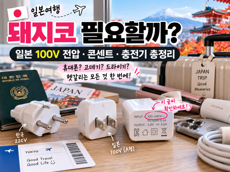 일본여행 돼지코 필요할까?｜일본 100V 전압·콘센트·충전기 총정리