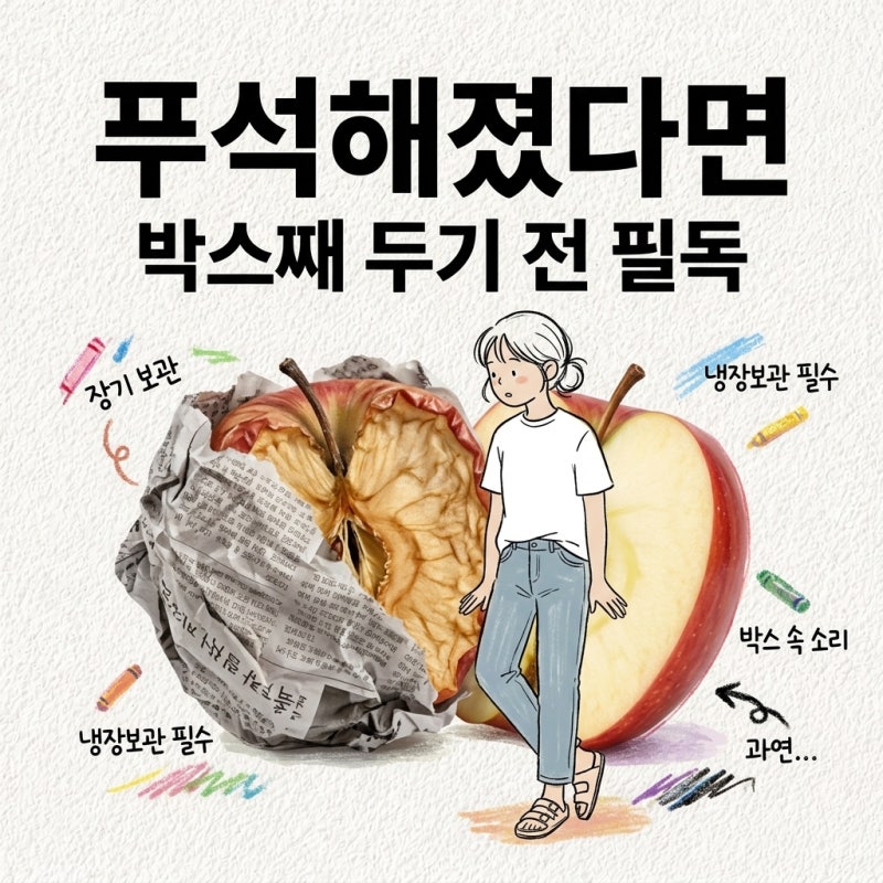 사과 보관법 박스째 두면 푸석해짐 장기 보관 냉장보관 신문지 껍질째 먹는 사과 세척법