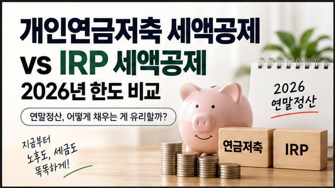 개인연금저축 세액공제 vs IRP 세액공제 2026년 한도 비교