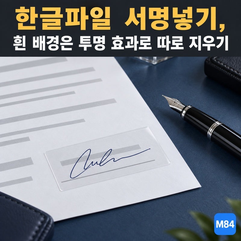 한글파일 서명넣기, 흰 배경이 글자를 가린다면 해야 할 설정은 따로 있습니다